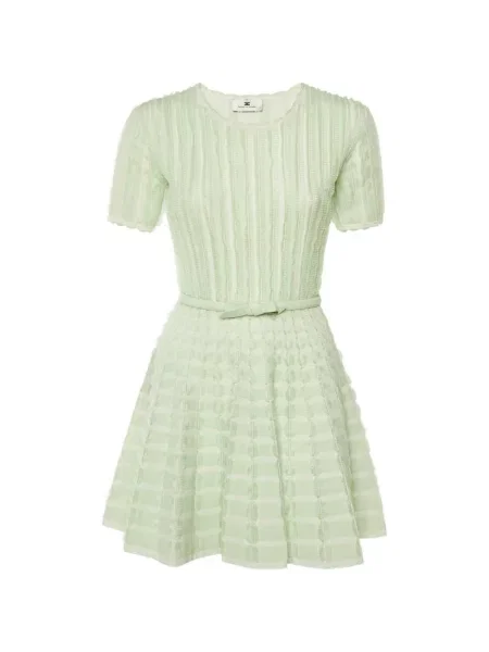 Rochie mini Elisabetta Franchi tricotate cu volane verde