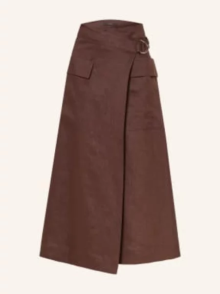 Windsor. Zavinovací Sukně Z Lnu tmavě hnědá