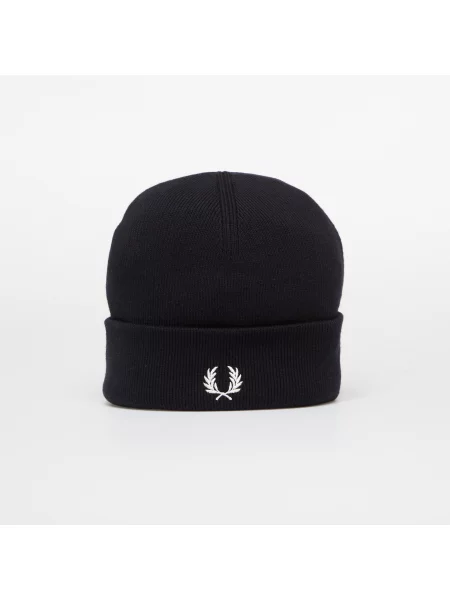 Čepice FRED PERRY Classic Merino Wool Beanie Navy/ Snow White Universal bílý