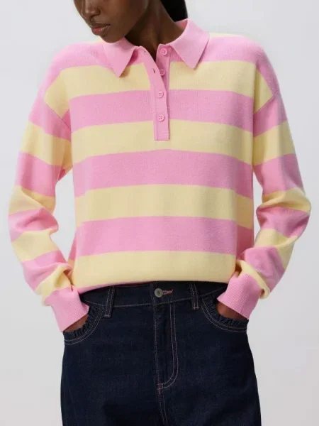 Reserved Pulover în dungi galben-deschis galben