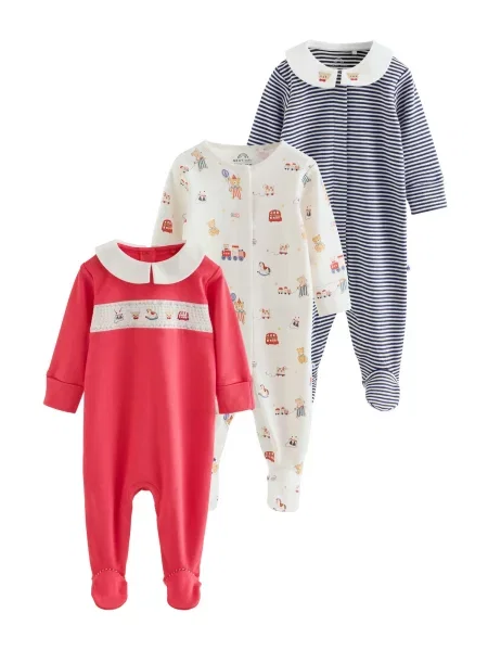 Next Pijamale crem / maro cămilă / bleumarin roșu