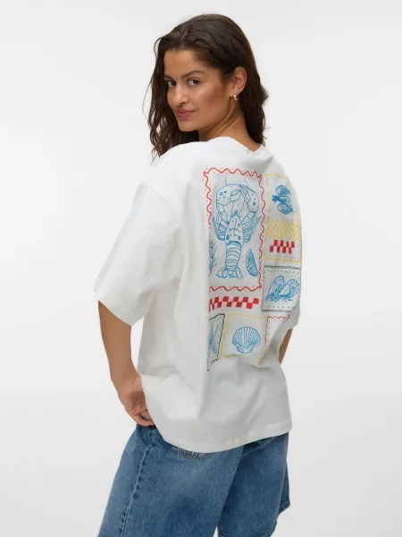 VERO MODA Majica VMTAZ HAILEY modra / rumena / rdeča bela