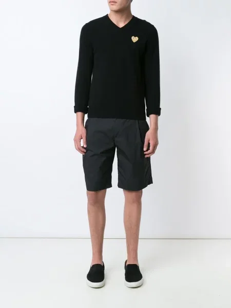 Siuvinėtas megztinis Comme Des Garçons Play su širdelėmis juoda