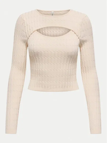 ONLY Пуловер Meddi Cropped Fit бежов