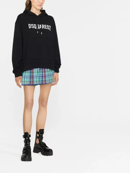 Mikina s kapucí Dsquared2 s potiskem černá