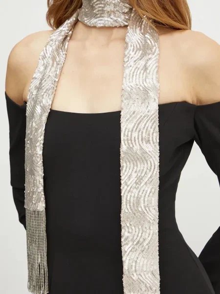 Шал Forte Forte дамски с апликация scarf сребристо