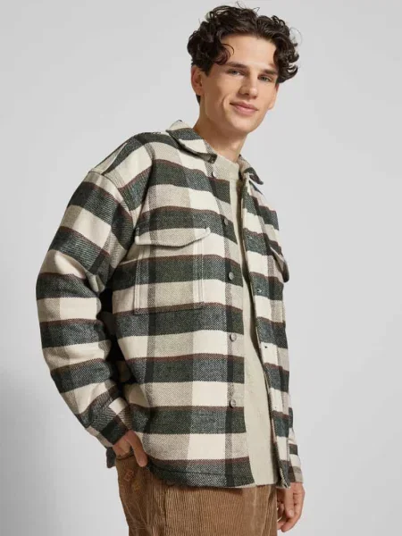 Koszula- kurtka o kroju regular fit z dodatkiem wełny Jack & Jones biała