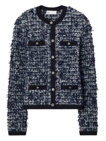 Cardigan Tory Burch din tweed albastru