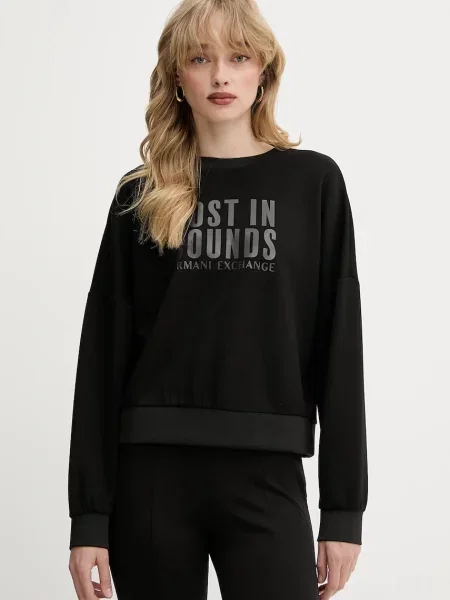 Dukserica Armani Exchange za žene s tiskom crna