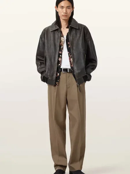 Шерстяные брюки Allsaints коричневые