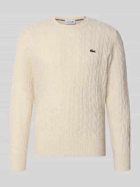 Sweter Lacoste wełniany elegancki biały