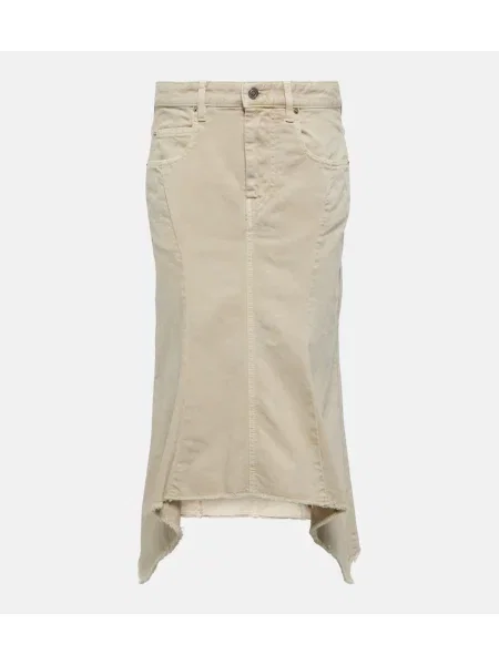 Fustă din denim Isabel Marant până la genunchi bej