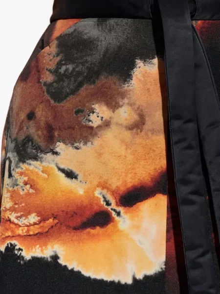 Fusta maxi Y-3 cu imagine cu imprimeu abstract lungă negru