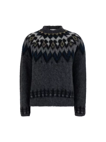 Sweter Jucca wełniany we wzór norweski szary
