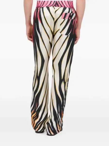 Pantaloni Roberto Cavalli din satin cu imagine negru