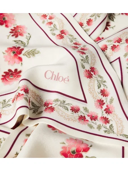 Fular Chloé de mătase cu model floral