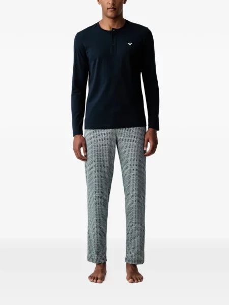 Pidžama Emporio Armani s vezom plava