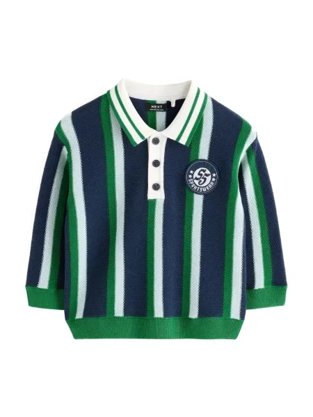 Next Pulover bleumarin / verde alb