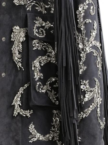 Палто Dolce & Gabbana с ресни сиво