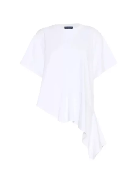 Tricou Sportmax cu volane asimetric alb