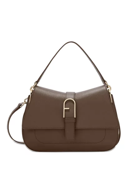 Geantă messenger Furla din piele maro