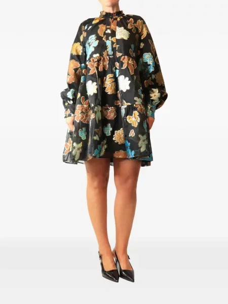 Rochie mini Stine Goya cu model floral cu imagine negru