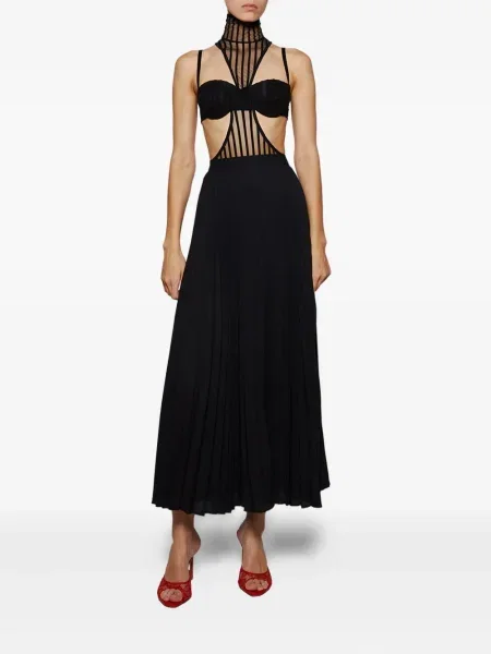 Домашни пантофи Amina Muaddi с дантела червено