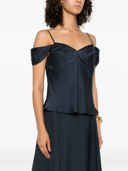 Top Theory din satin albastru