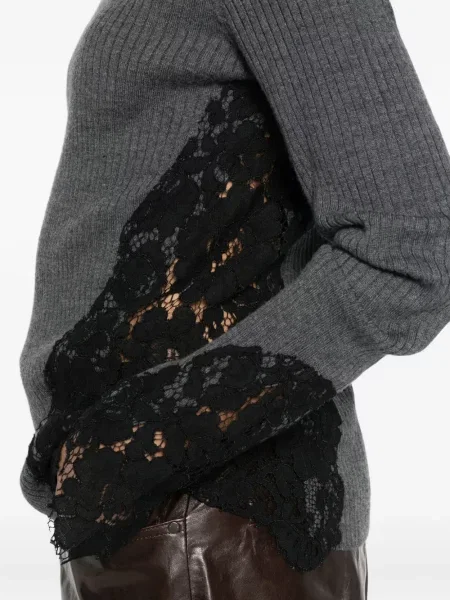 Pulover Pinko din dantelă gri