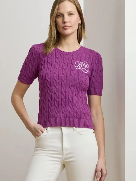 Lauren Ralph Lauren Sweter z dzianiny Kobiety lila jednolity S fioletowy