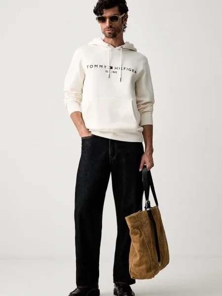 Tommy Hilfiger hanorac cu glugă pentru bărbați cu bej