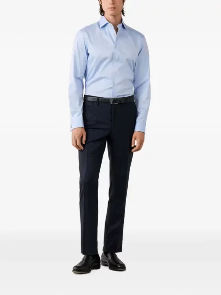 Gulerat cămașă Hackett London cu model herringbone albastru