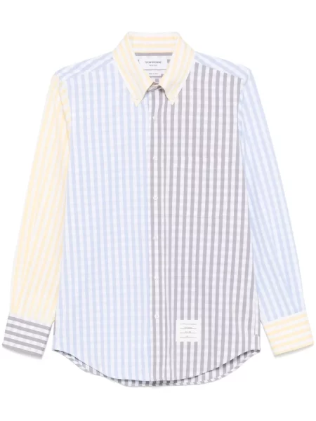Kostkovaná poplínová košile Thom Browne modrá