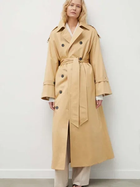 Палто By Malene Birger преходен модел с двуредно закопчаване бежово