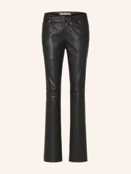 Allsaints Kožené Kalhoty Riella černá