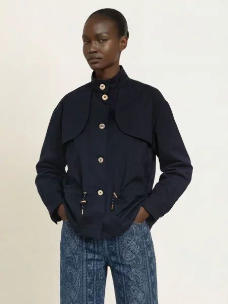 Claudie Pierlot Kurtka Trenczowa blau granatowa