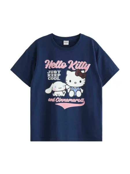 Lindex Majica Hello Kitty mornarsko plava / roza / tamno crvena bijela
