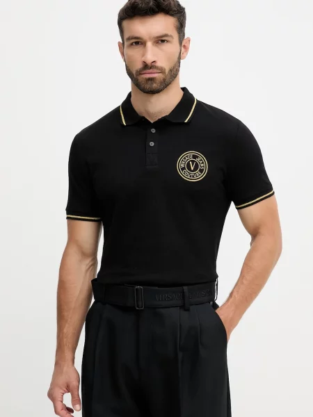 Versace Jeans Couture polo de cu imprimeu negru