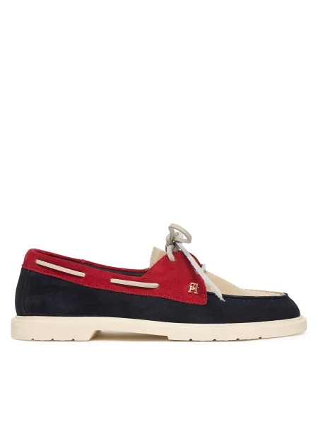 Poltopánky Tommy Hilfiger Light Suede Boat Shoe Tmavomodrá
