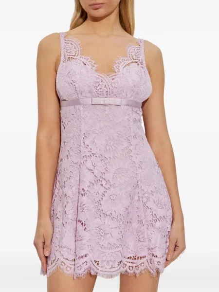 Костюм мини рокля Self-portrait с дантела розово