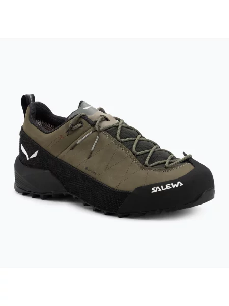 Încălțăminte de abordare pentru bărbați Salewa Wildfire Leather 2 GTX faded green/black negru
