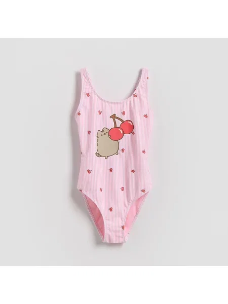 Reserved Jednodílné plavky Pusheen pastelově růžová