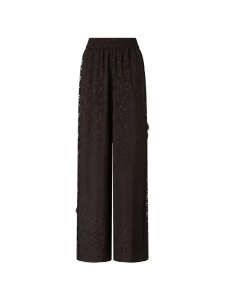 Pantaloni palazzo Pinko cu model floral din dantelă maro