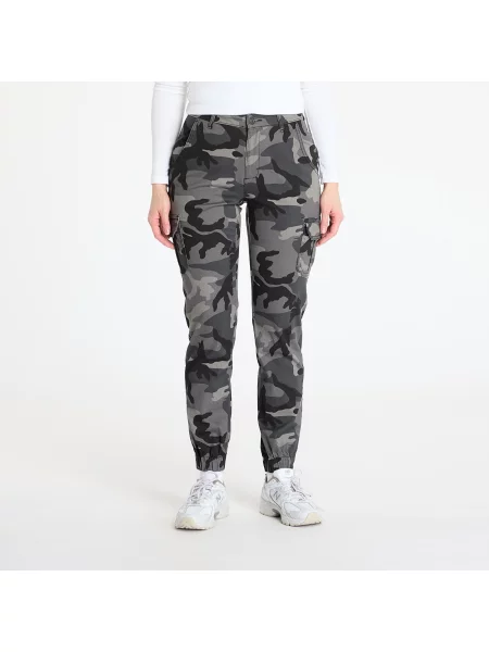 Kalhoty Urban Classics Ladies High Waist Camo Cargo Pants Grey Camo šedé