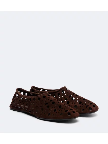 Chiloți Alaïa din piele de căprioară slip-on maro