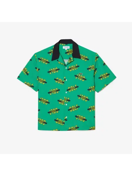 Lacoste Koszula Uv Protect Z Krótkim Rękawem I Z Nadrukiem