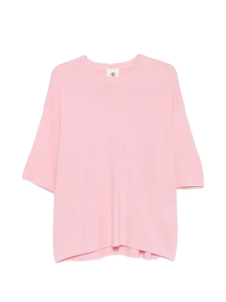 Scurt tricou The Garment tricotate roz