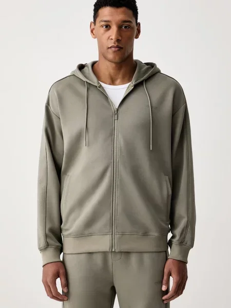 Guess bluza rozpinana z kapturem z lyocellem KENNETH zielona