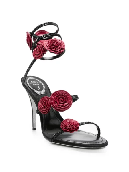 Sandale Rene Caovilla cu model floral plic negru