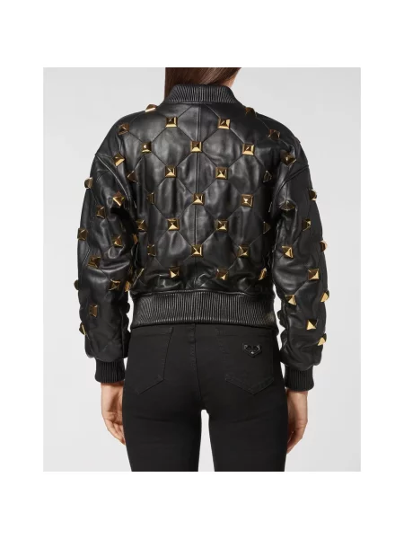 Kurtka skórzana Philipp Plein z ćwiekami czarna